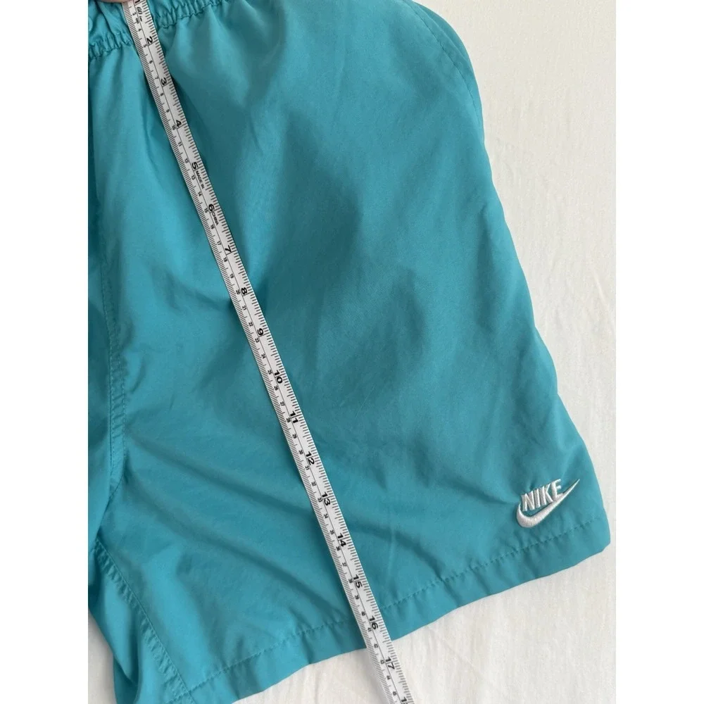 Nike Men's Swim Shorts Size S Solid Blue/Teal Logo Mesh Lined Drawstring